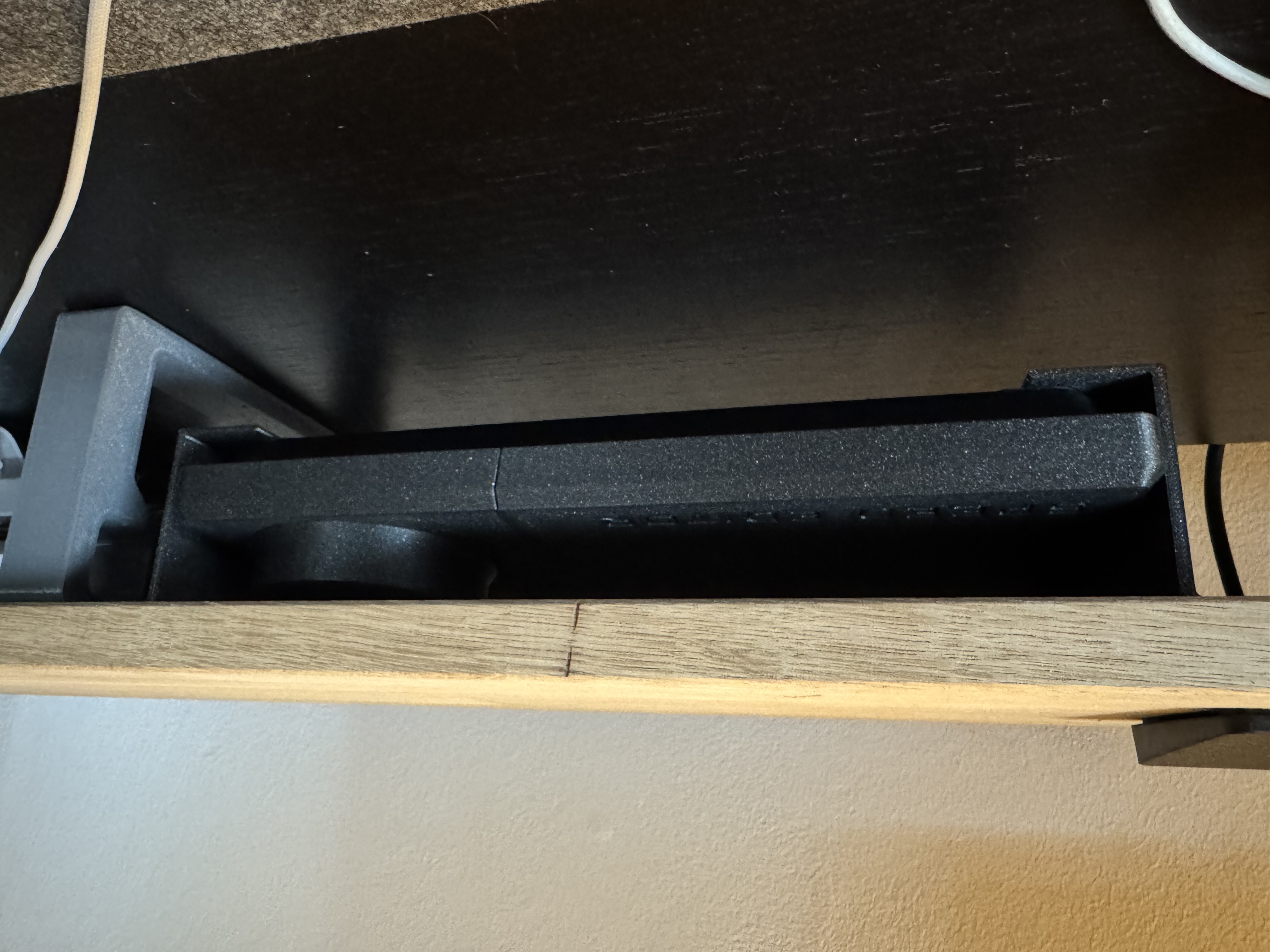 Speed Editor under desk storage rails