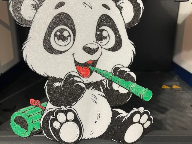 Wall Art - Panda with Bamboo - Multicolor