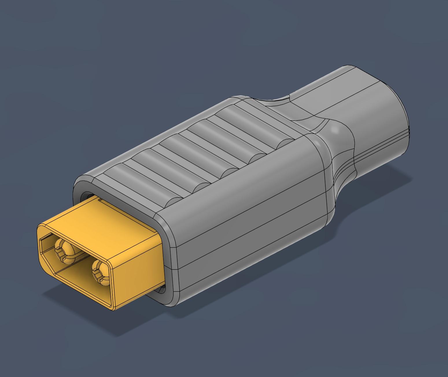 XT60H connector housing with strain relief
