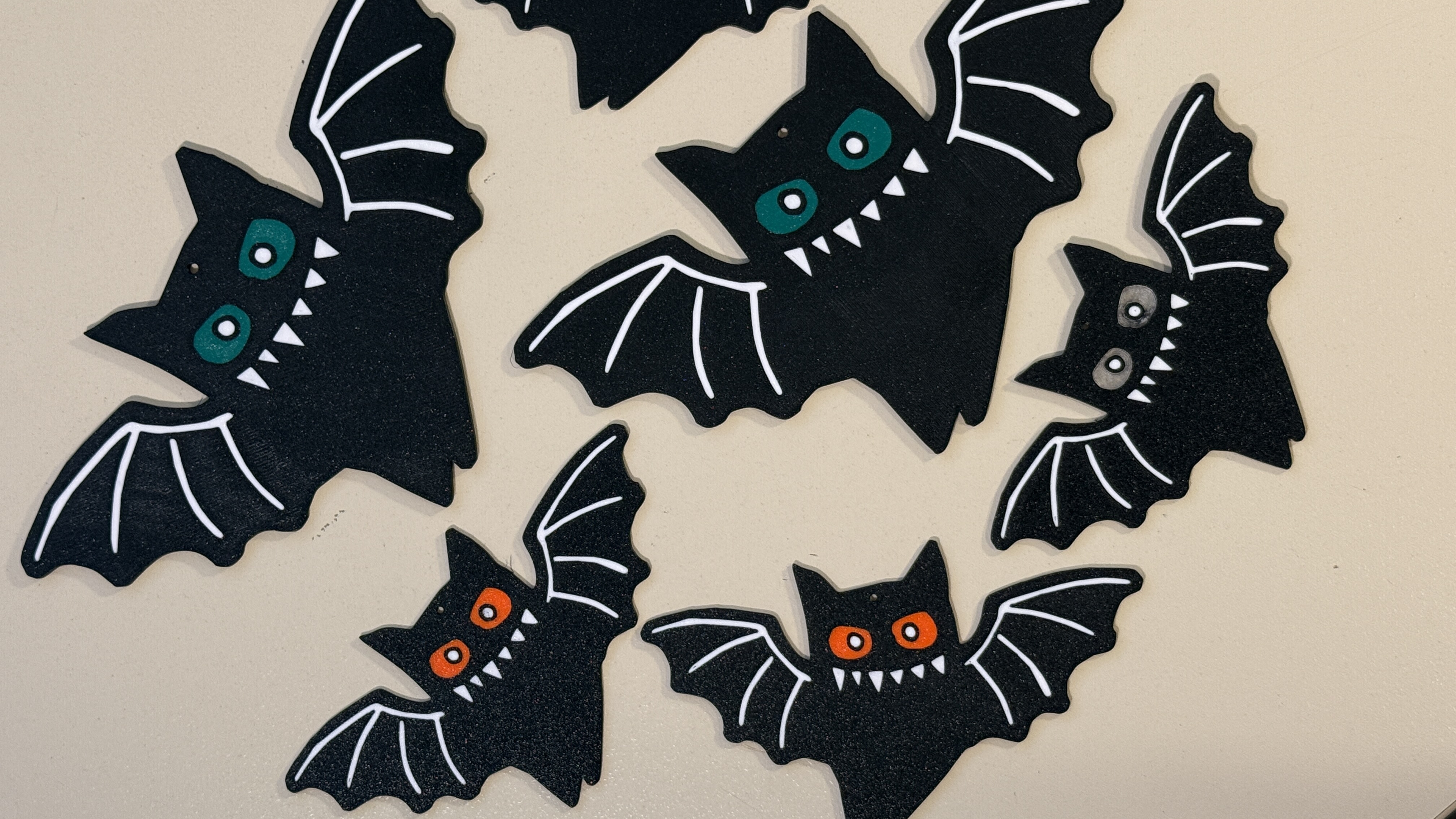 Scary funny Halloween bat-wo/man with colored eyes (with hang hole)