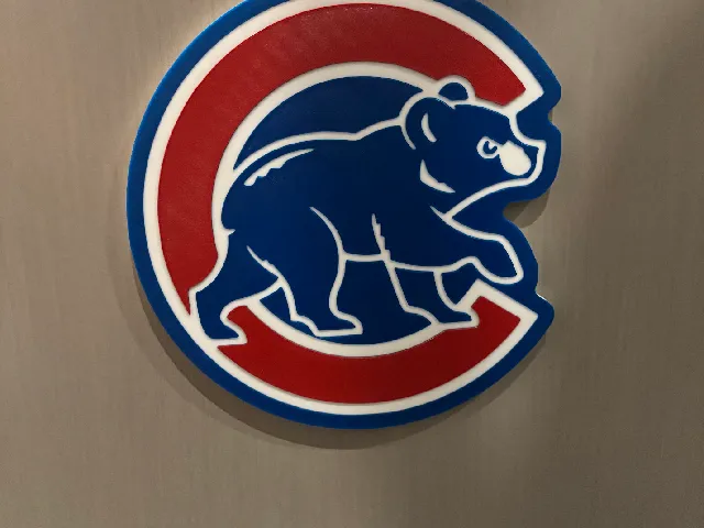 Basic 3 color single extruder single piece Chicago Cubs Logo wall art