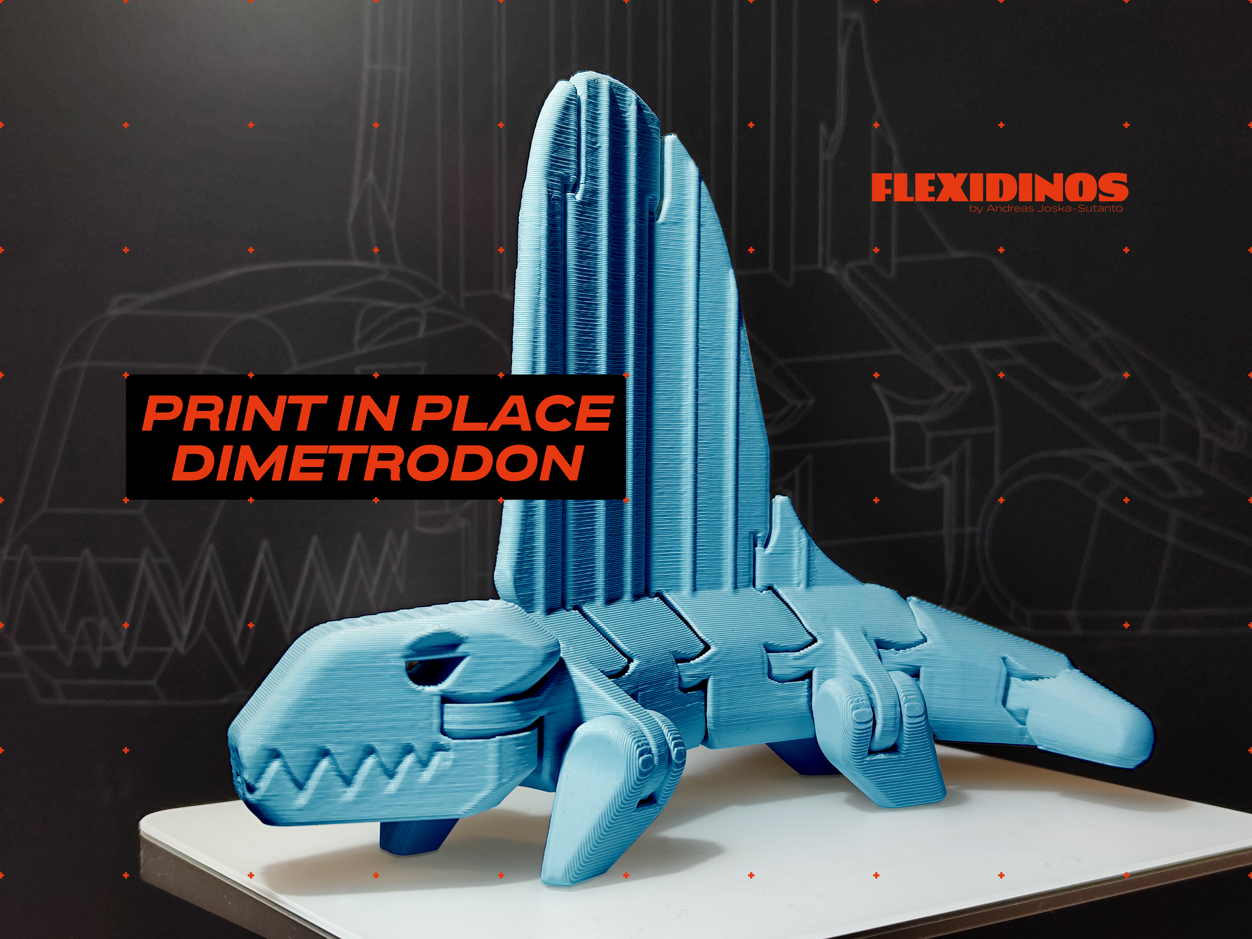 FlexiDinos Karli the Flexi Dimetrodon print in place articulated dinosaur