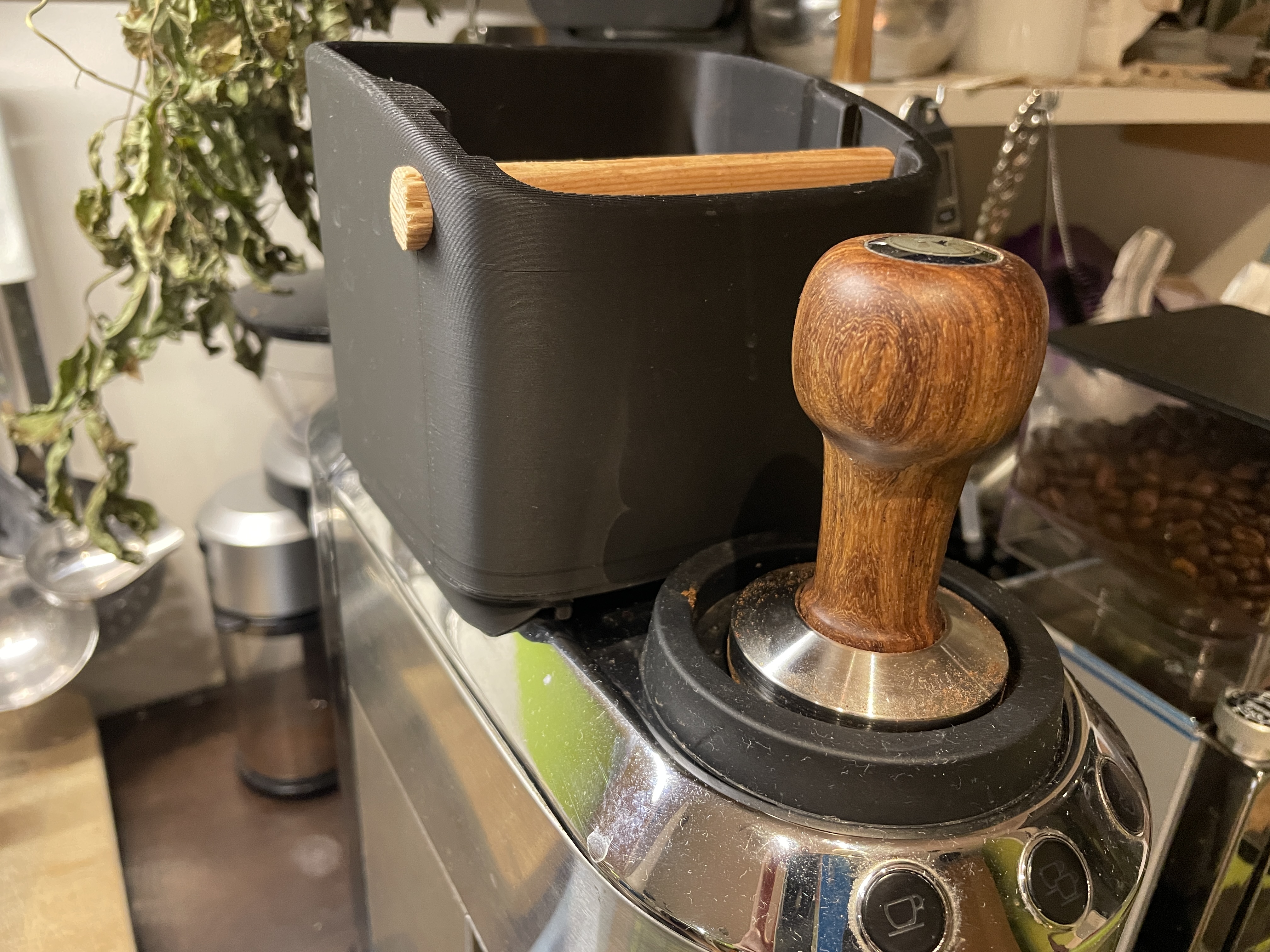 DeLonghi Dedica Knockbox with perfect fit on top