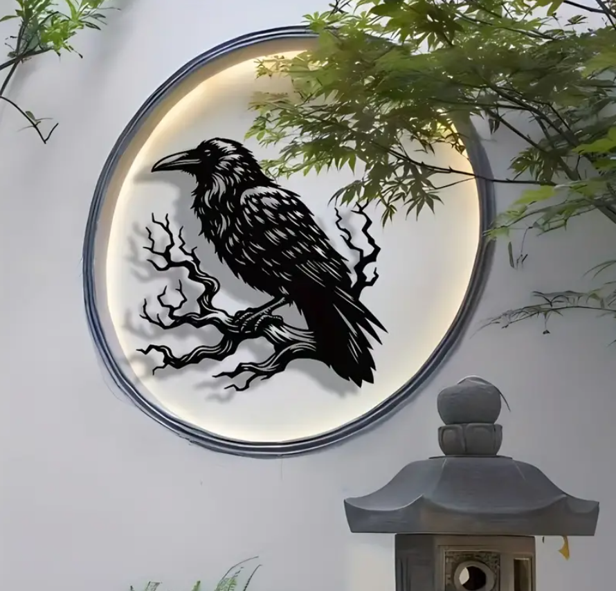 Crow on Branch Wall Art