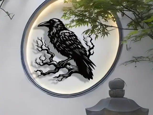 Crow on Branch Wall Art