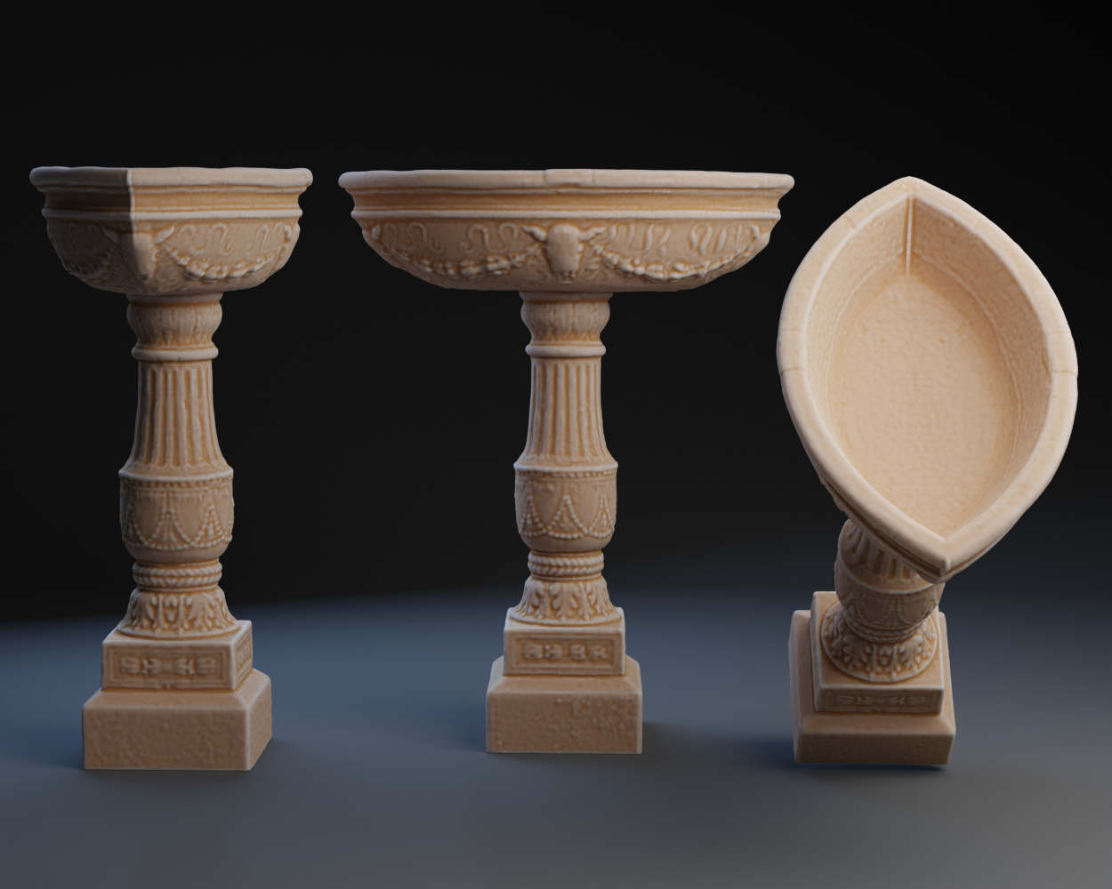 Holy Water Font with Ram Decor