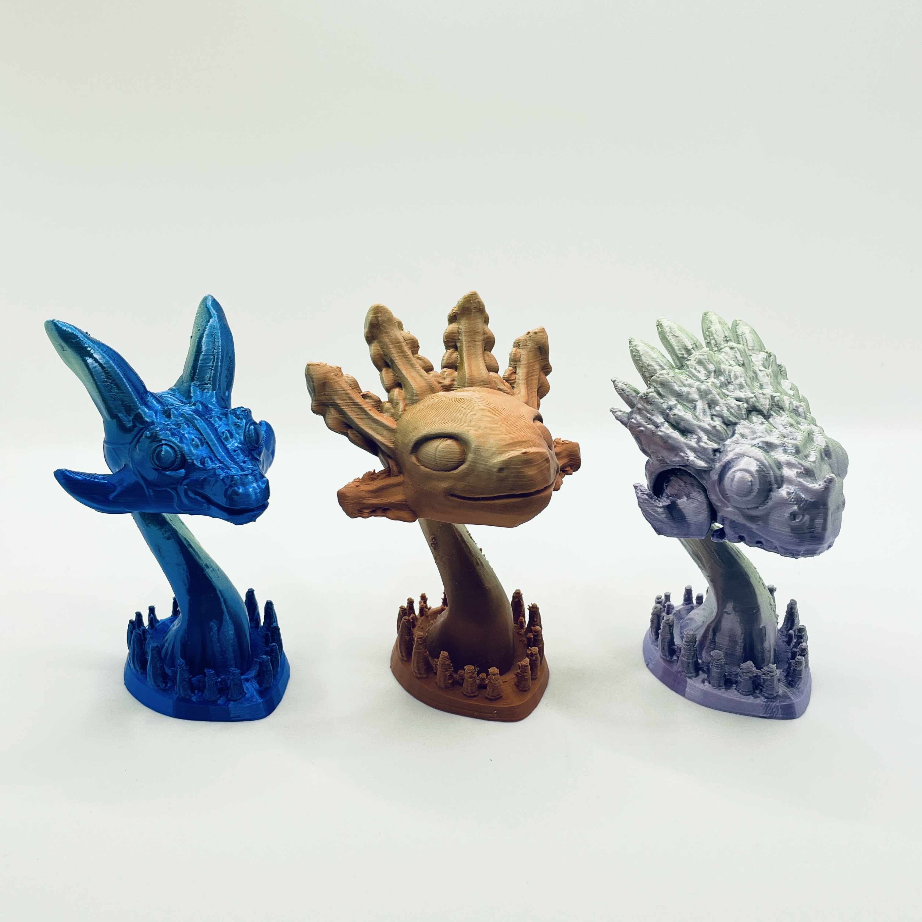 Cute Glasses Holder - Three Sculptures - No Supports - Dragon - Axolotl - Dinosaur