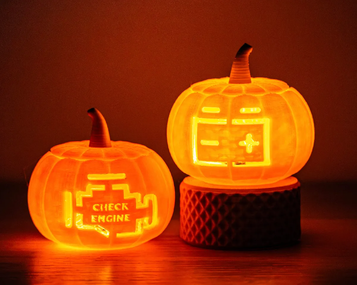 Car Lights Pumpkin - Scary Dashboard Warning Tealight by Fabio Rossato | Download free STL model | Printables.com for Free Check Engine Light Pumpkin Stencil Printable