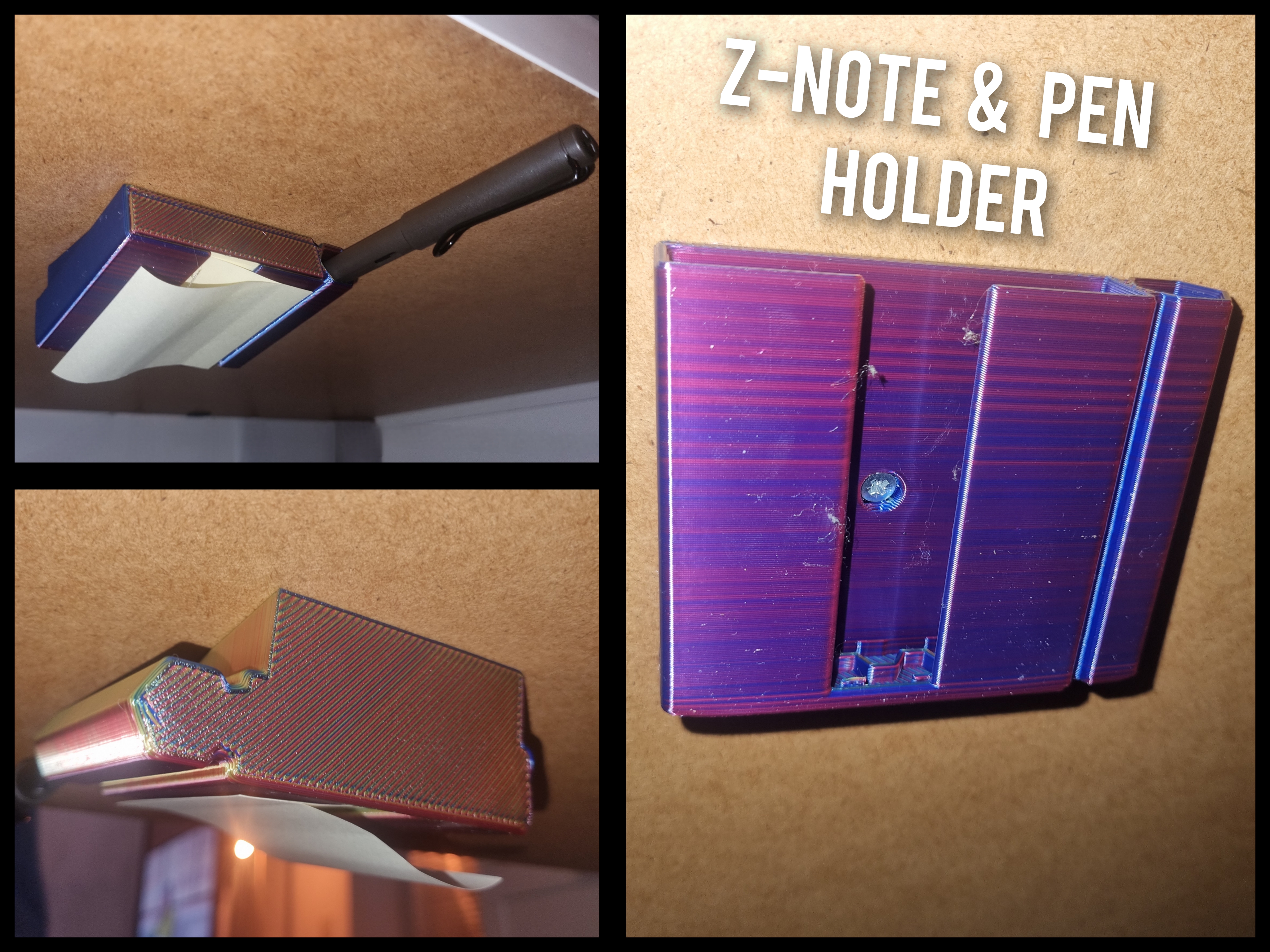 Z-Type Sticky Note Holder with Pen Slot