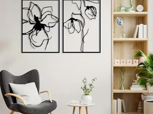 2-Piece Set Flower Wall Art