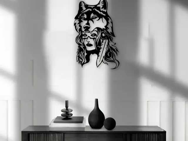 Native American Spirit Wolf Head Wall Art