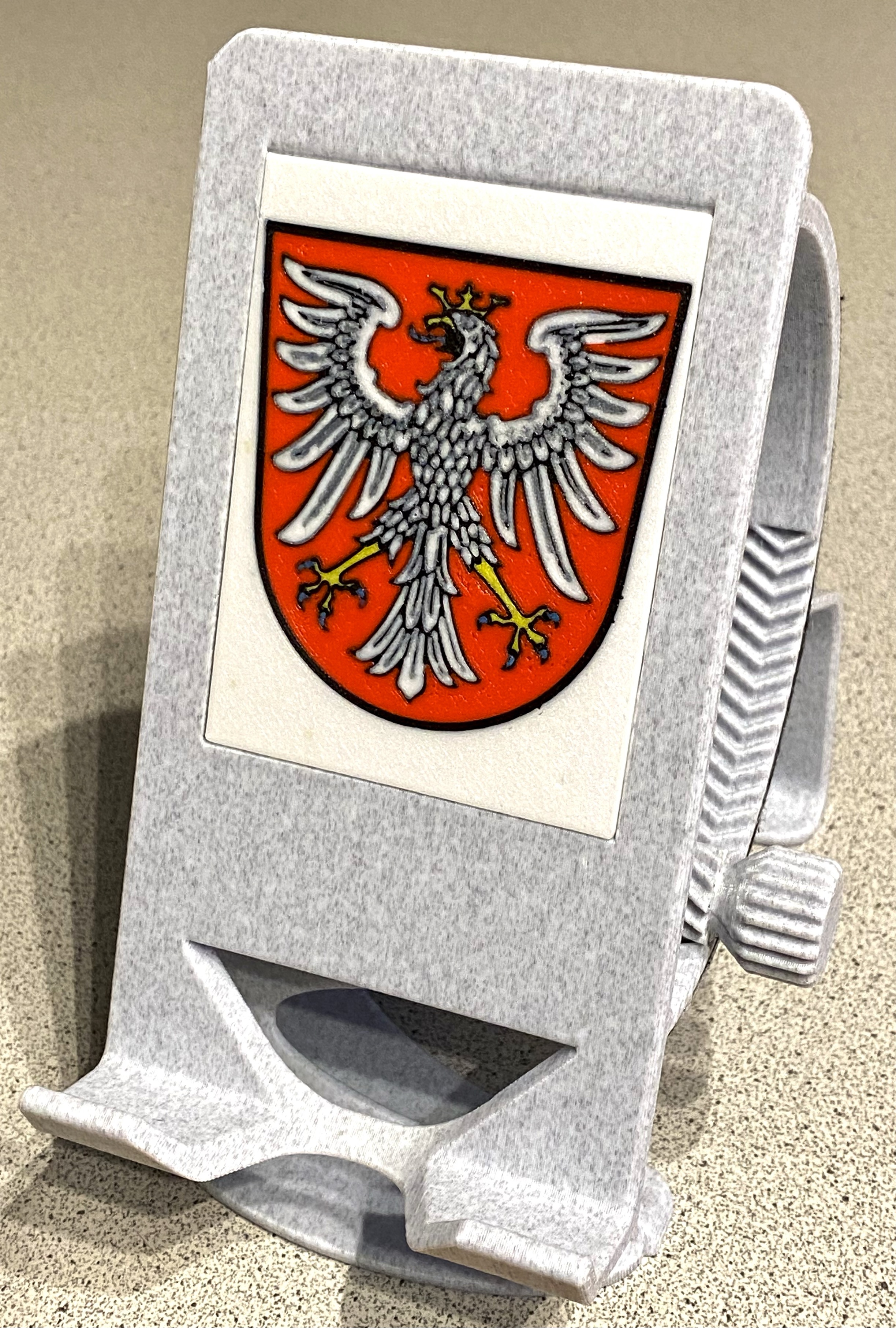 Multi-color Cover Plate for revised Phone Holder (here: Crest of Frankfurt / Main)