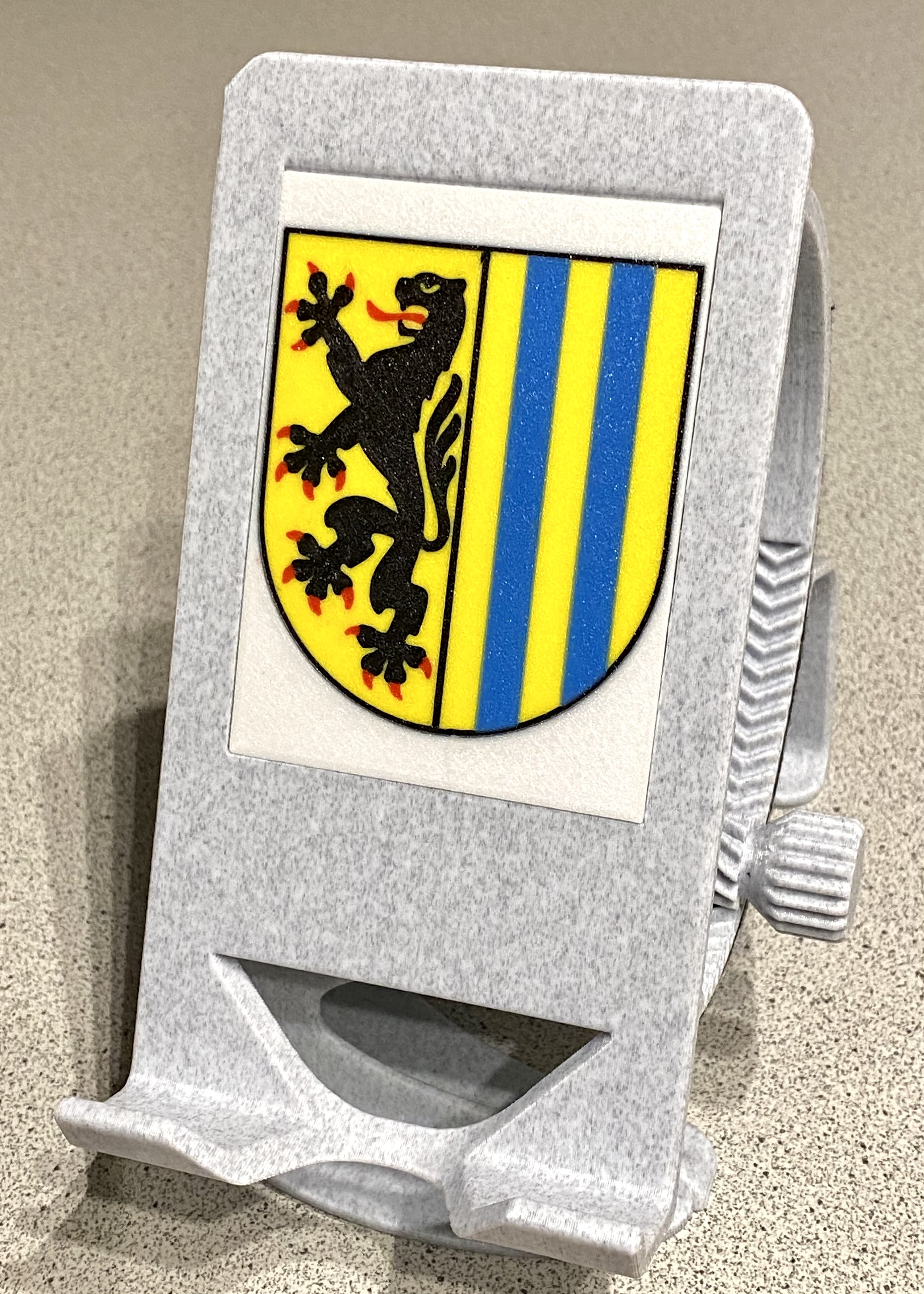 Multi-color Cover Plate for revised Phone Holder (here: Crest of Leibzig)