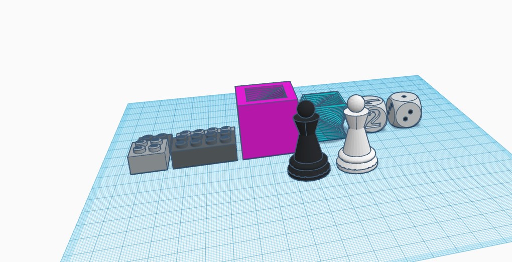 lego, pot, dice, ches pawn
