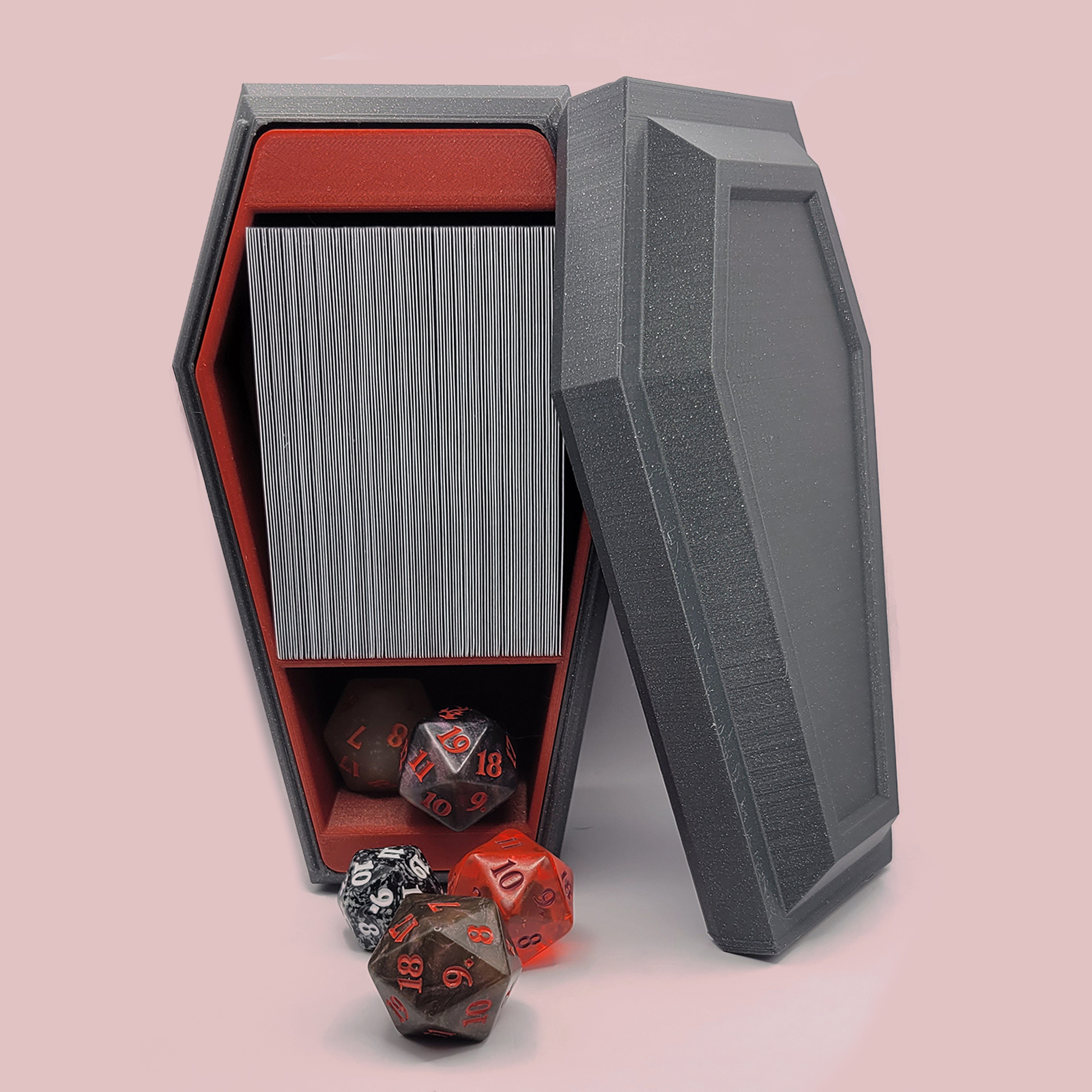 Coffin Box / Deck Box - Inserts for 100 Sleeved Cards or Blank Insert for Candy - Halloween/Vampire Themed Box