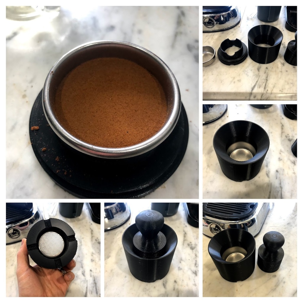 Self leveling tamper, funnel and base for Pre-mil La Pavoni Europiccola (49mm) Espresso Machine