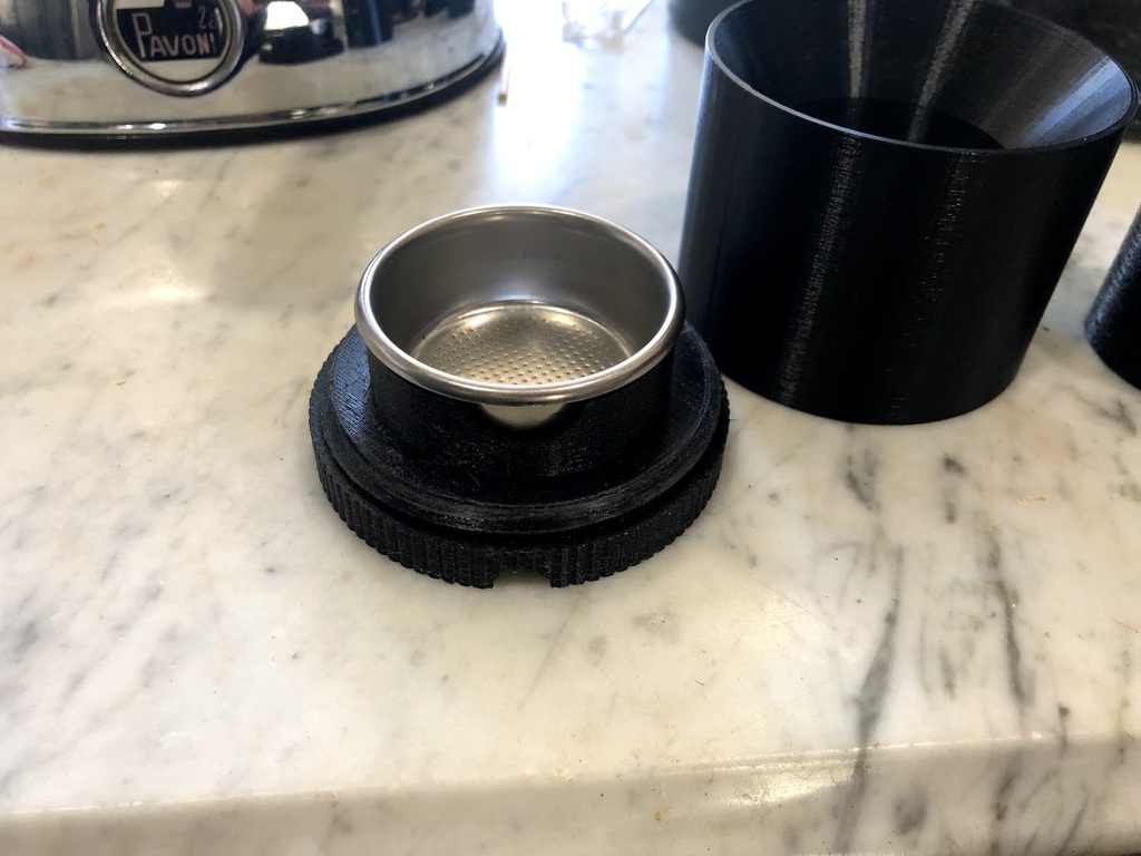 Self leveling tamper, funnel and base for Premil La Pavoni Europiccola