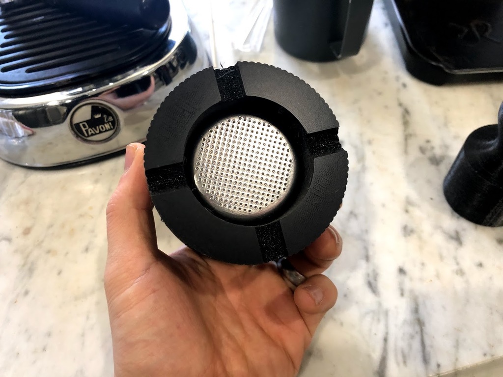 Self leveling tamper, funnel and base for Premil La Pavoni Europiccola