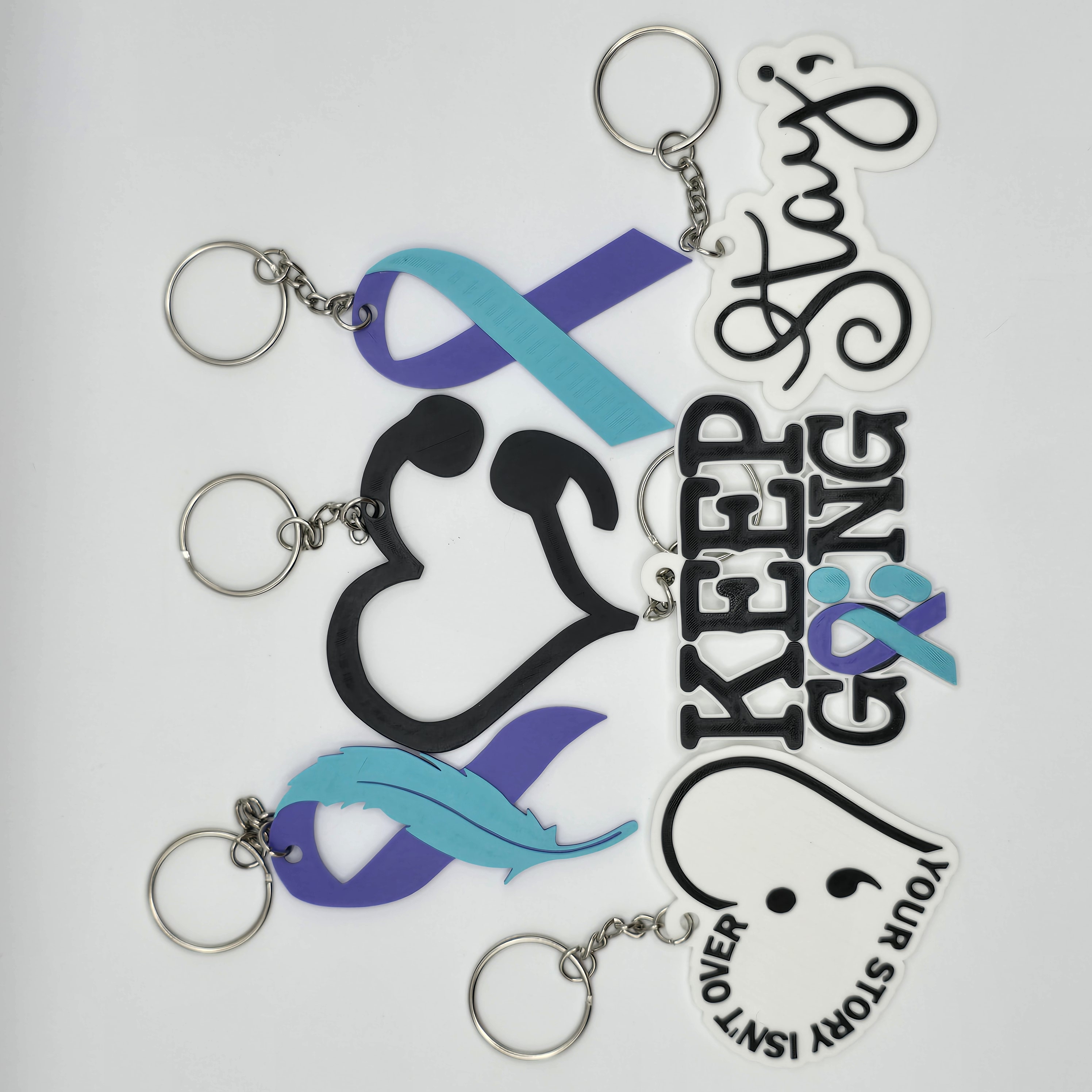 Suicide Awareness Ribbon Keychains PT 2