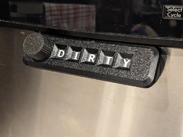 Larger Knob and Angled Backplate for Dishwasher Sign.