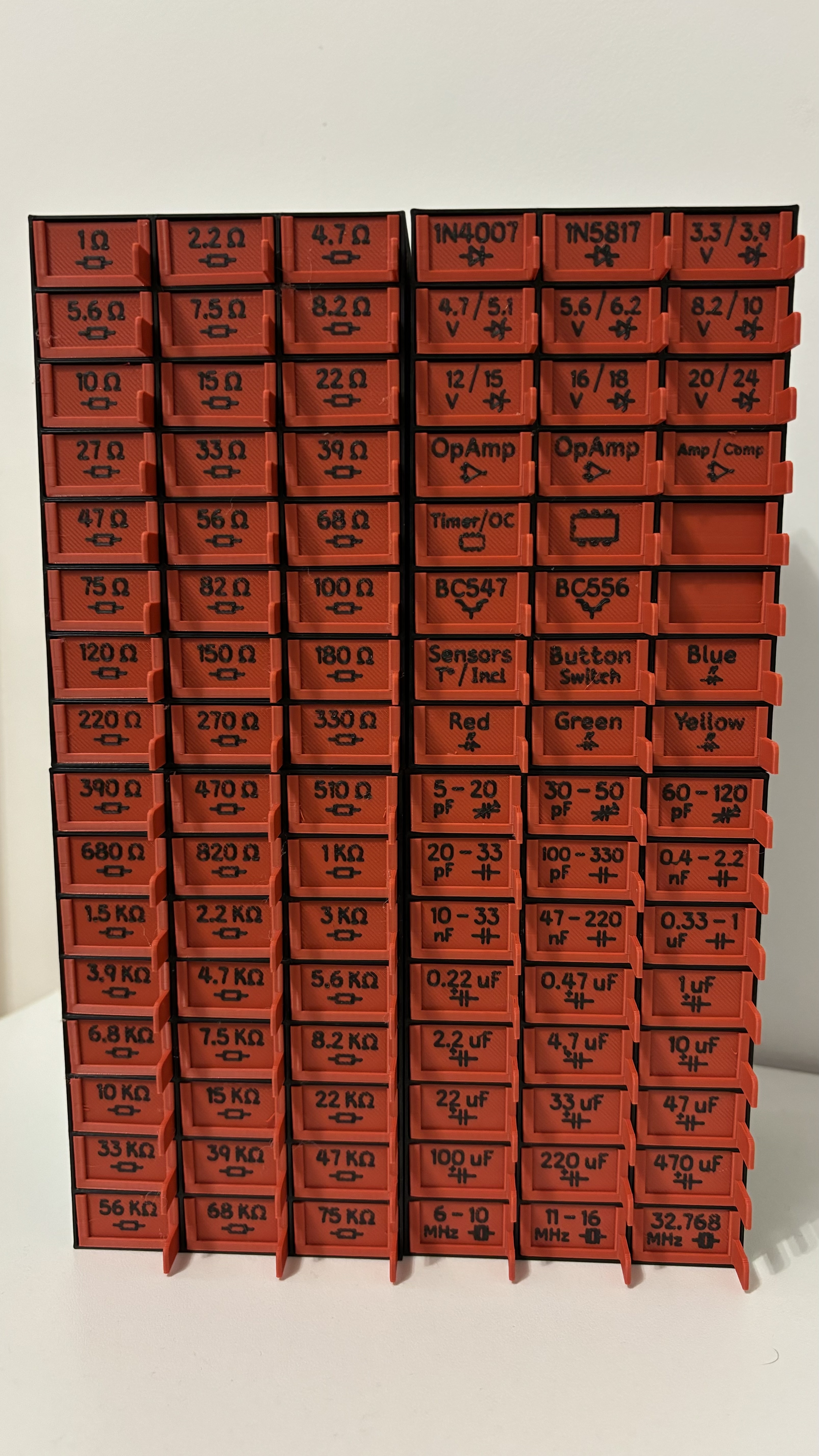 Electronic components box with drawers