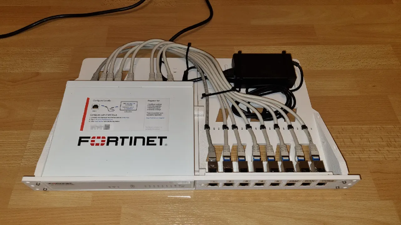 1U Dual Rack Mount Bracket For Fortinet FortiGate 60F/60E/80E/61E Firewalls - Holds Two Devices Side-by-Side