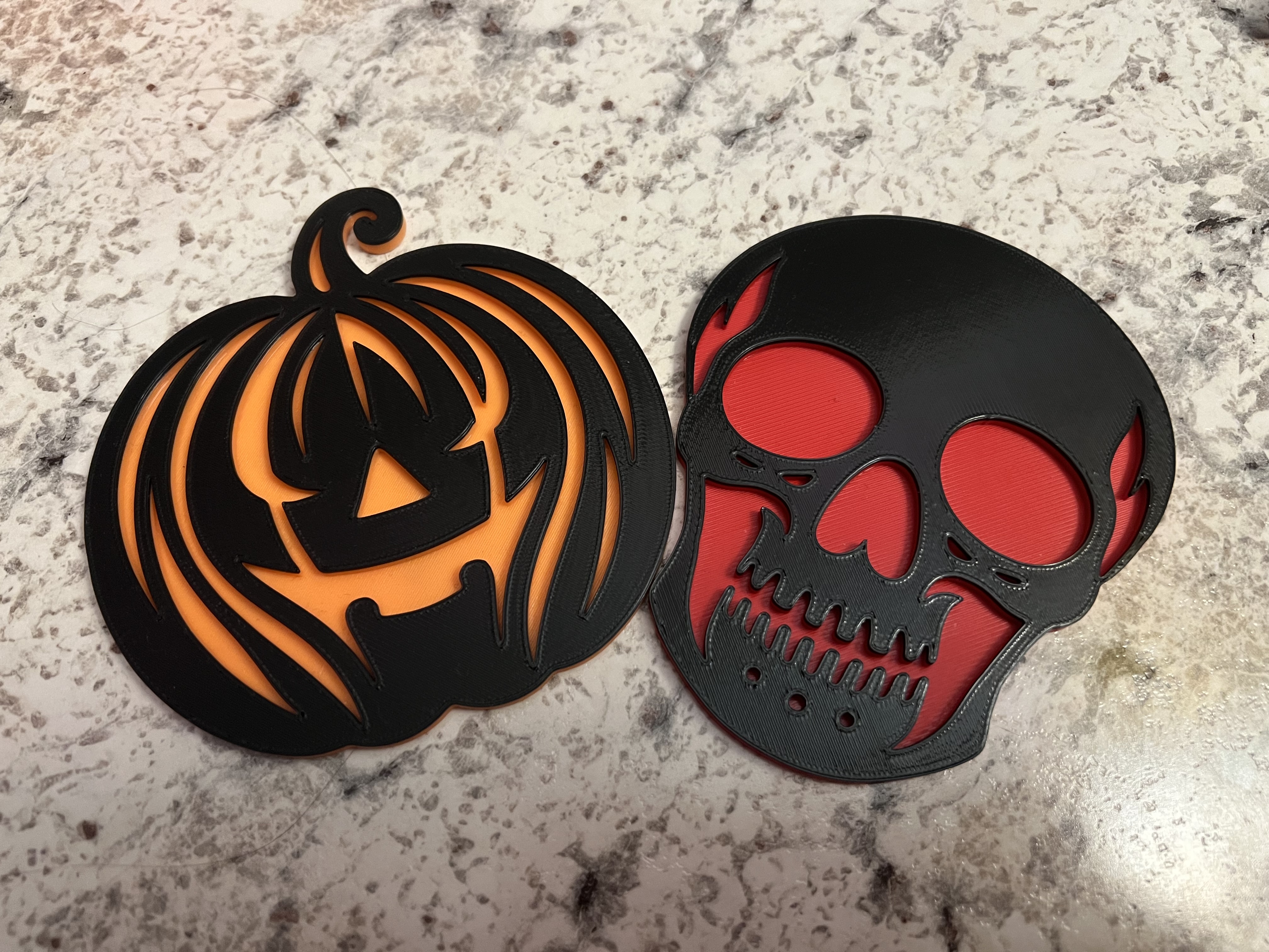 Halloween Coaster / Wall Decoration- Skull and Pumpkin