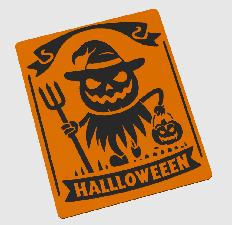 Laughing Pumpkin-Head Scarecrow Halloween Poster / Cartel de Halloween con Espantapájaros de Calabaza Riéndose