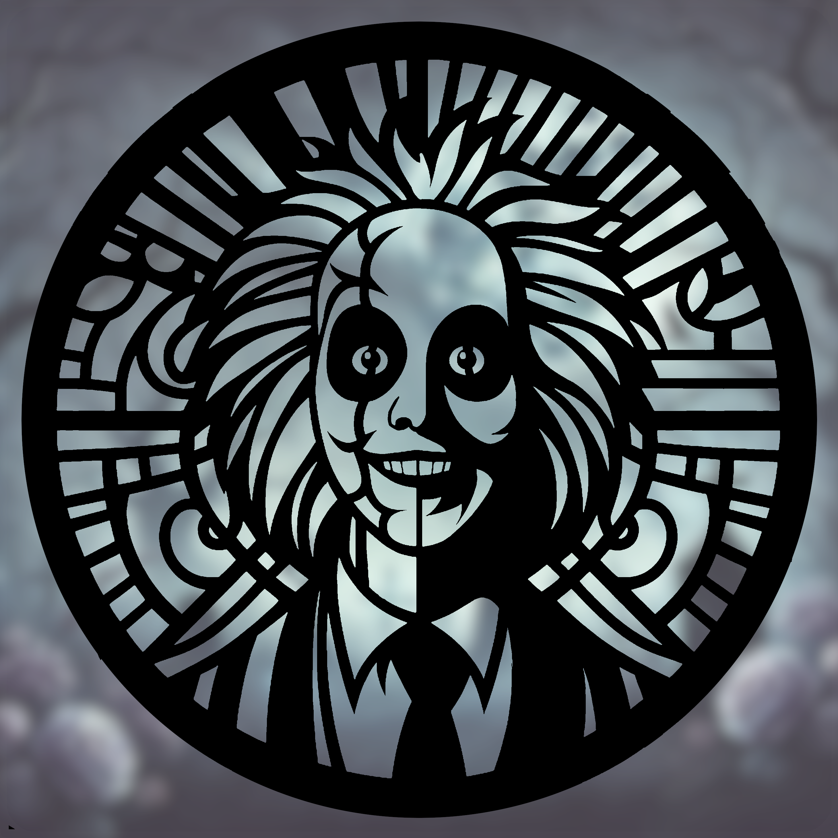 Beetlejuice Mandala Art – 2D Wall Art (Stained Glass Style)