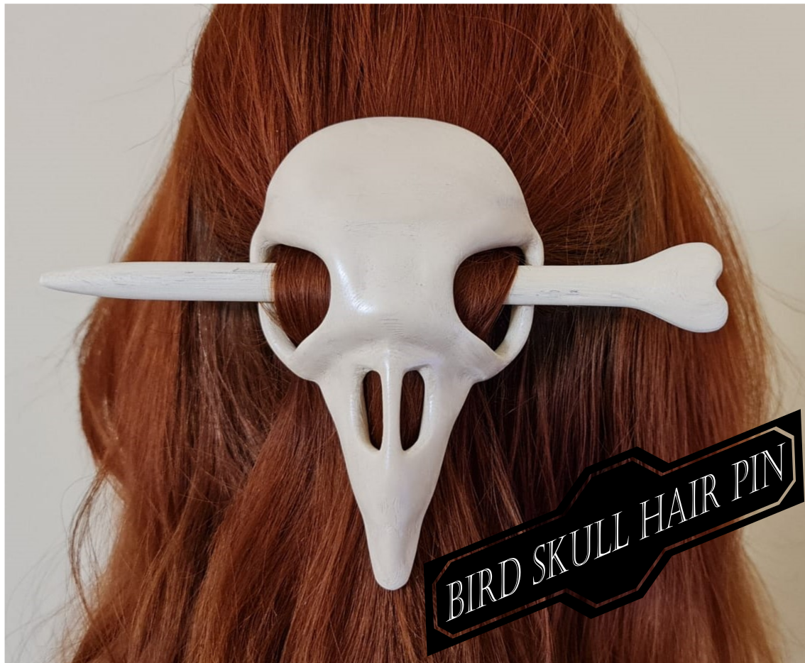 Bird skull hair pin