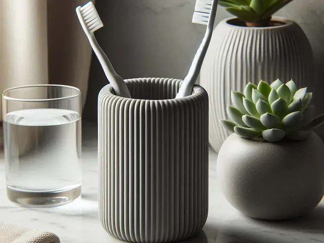 Modern Ribbed Toothbrush & Toothpaste Holder