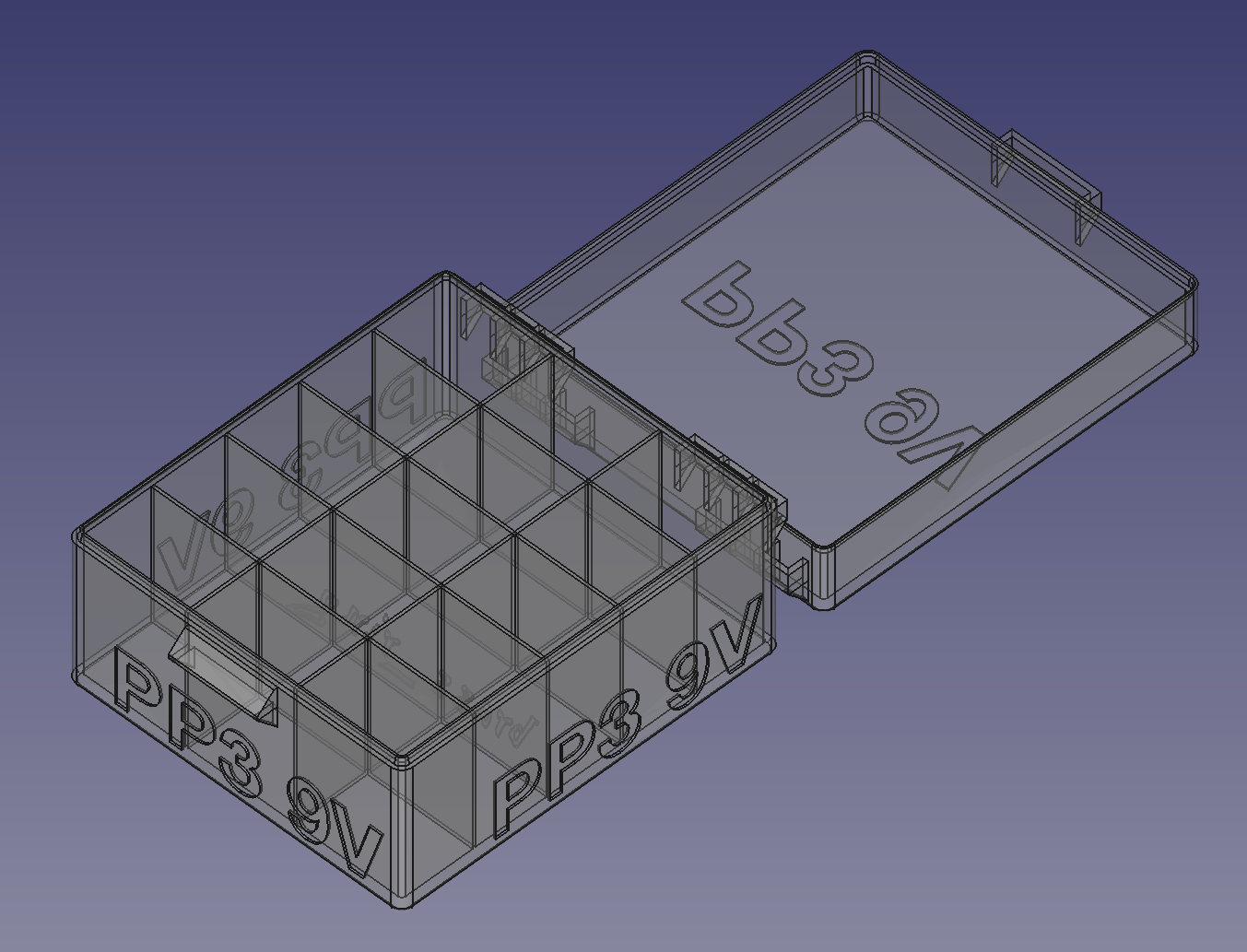 9V Battery Box, Split Hinge