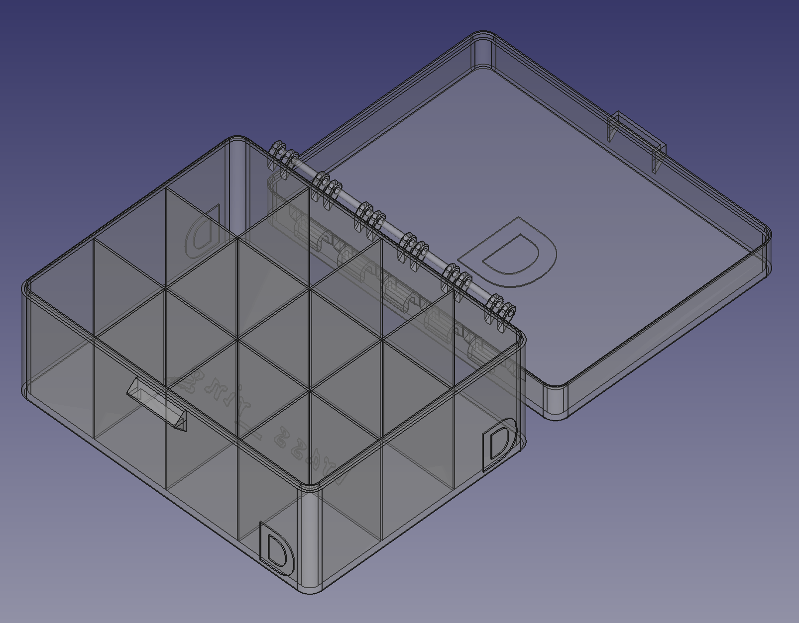 D Battery Box, Snap Hinge