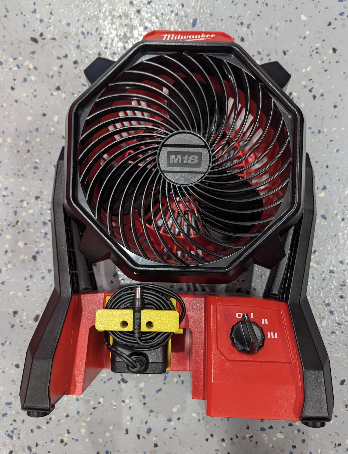 Milwaukee M18 Fan Power Supply Holder with Cable Holder 3D model thumbnail