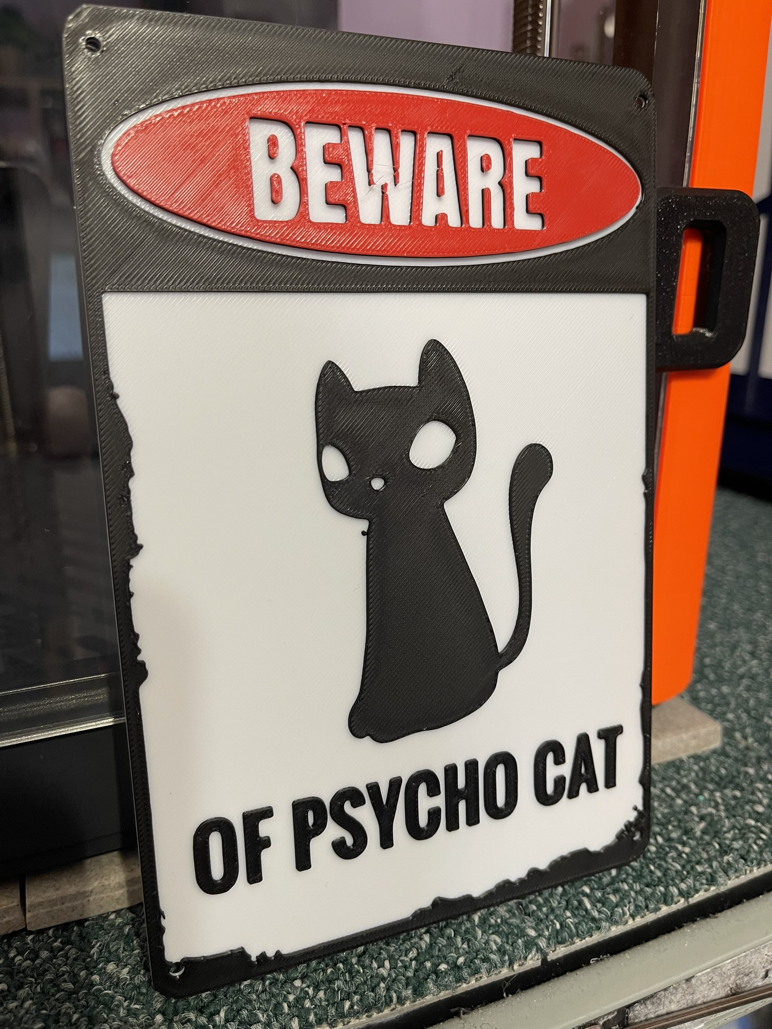 Beware of Psycho Cat funny warning Sign — miniatura 2