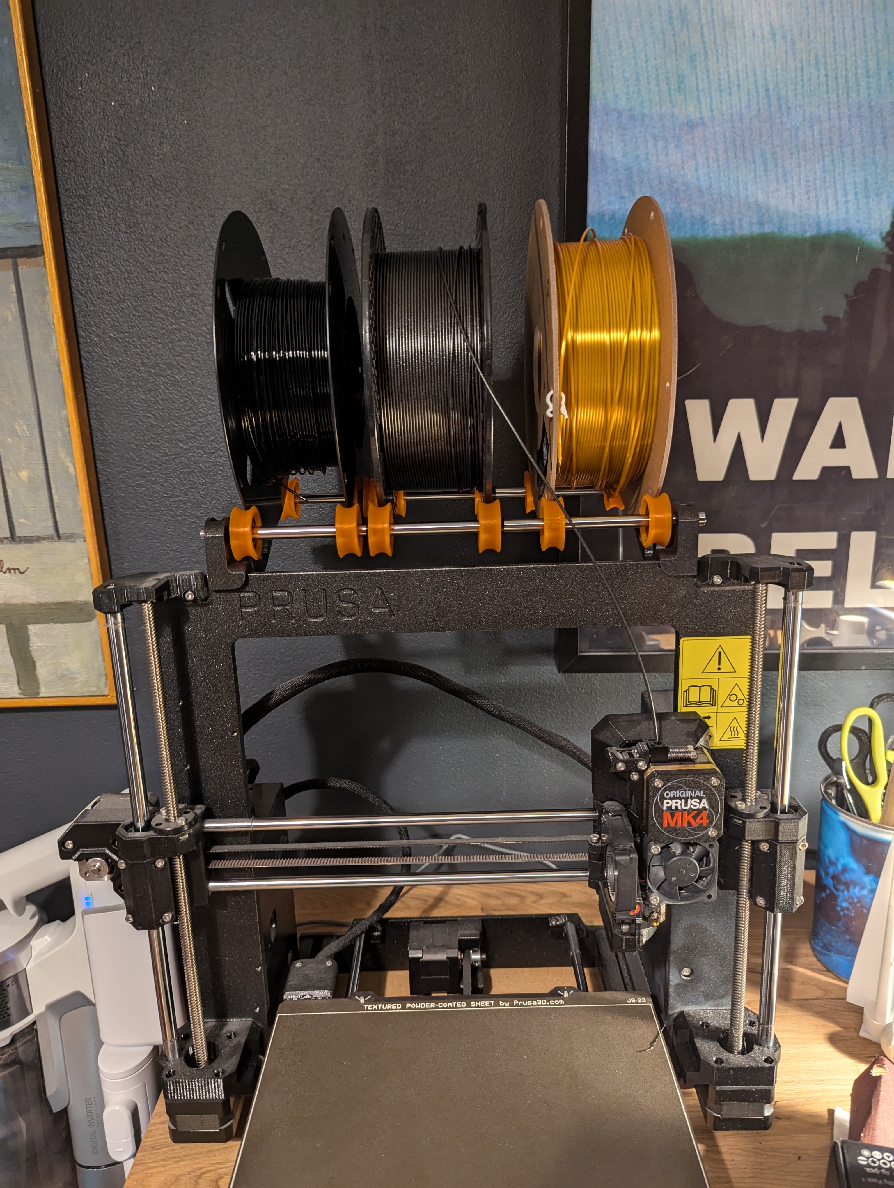 Prusa MK4 Triple Spool Holder (screwless)