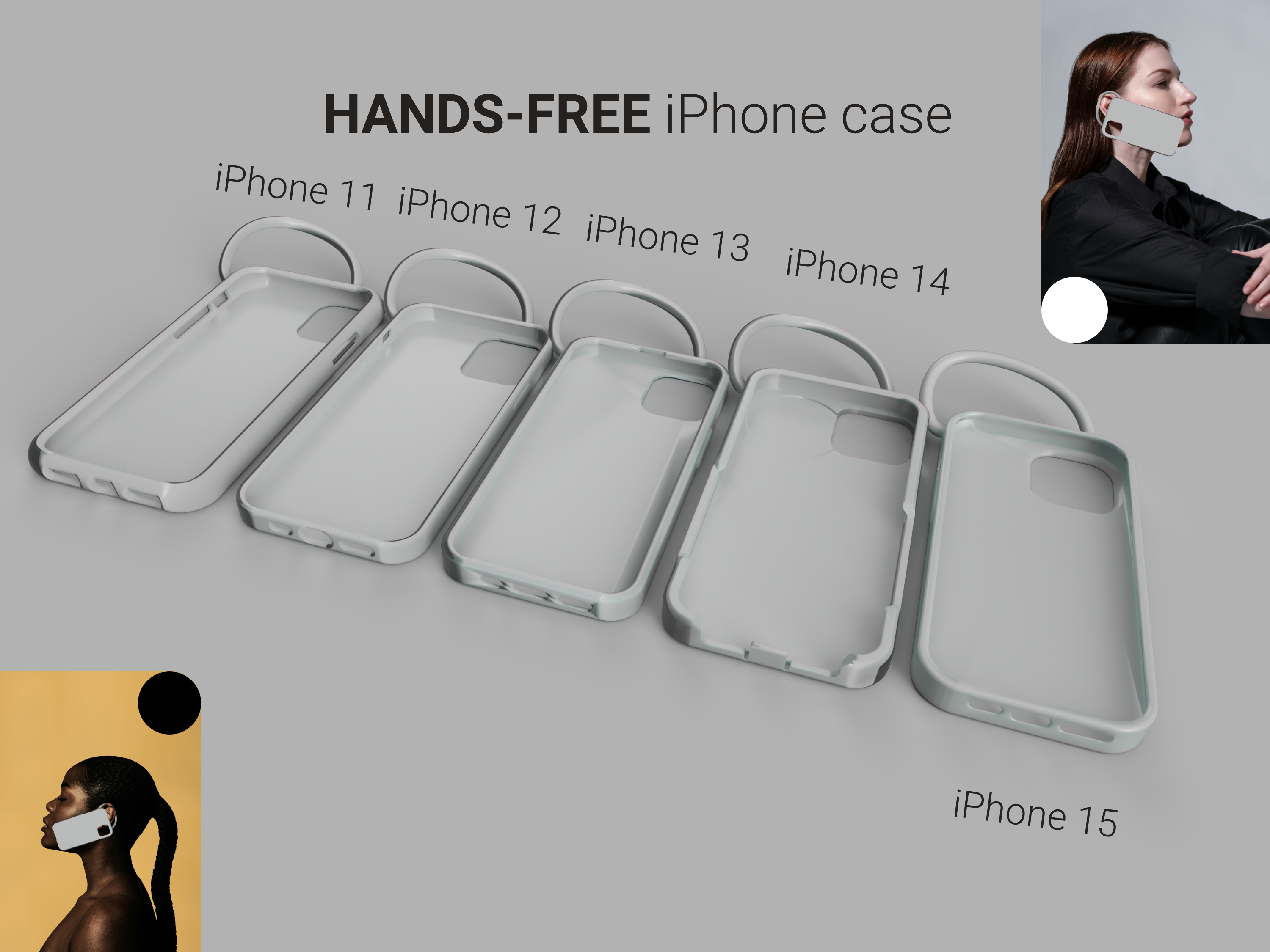 Handsfree iPhone case 11,12,13,14,15 3D model thumbnail
