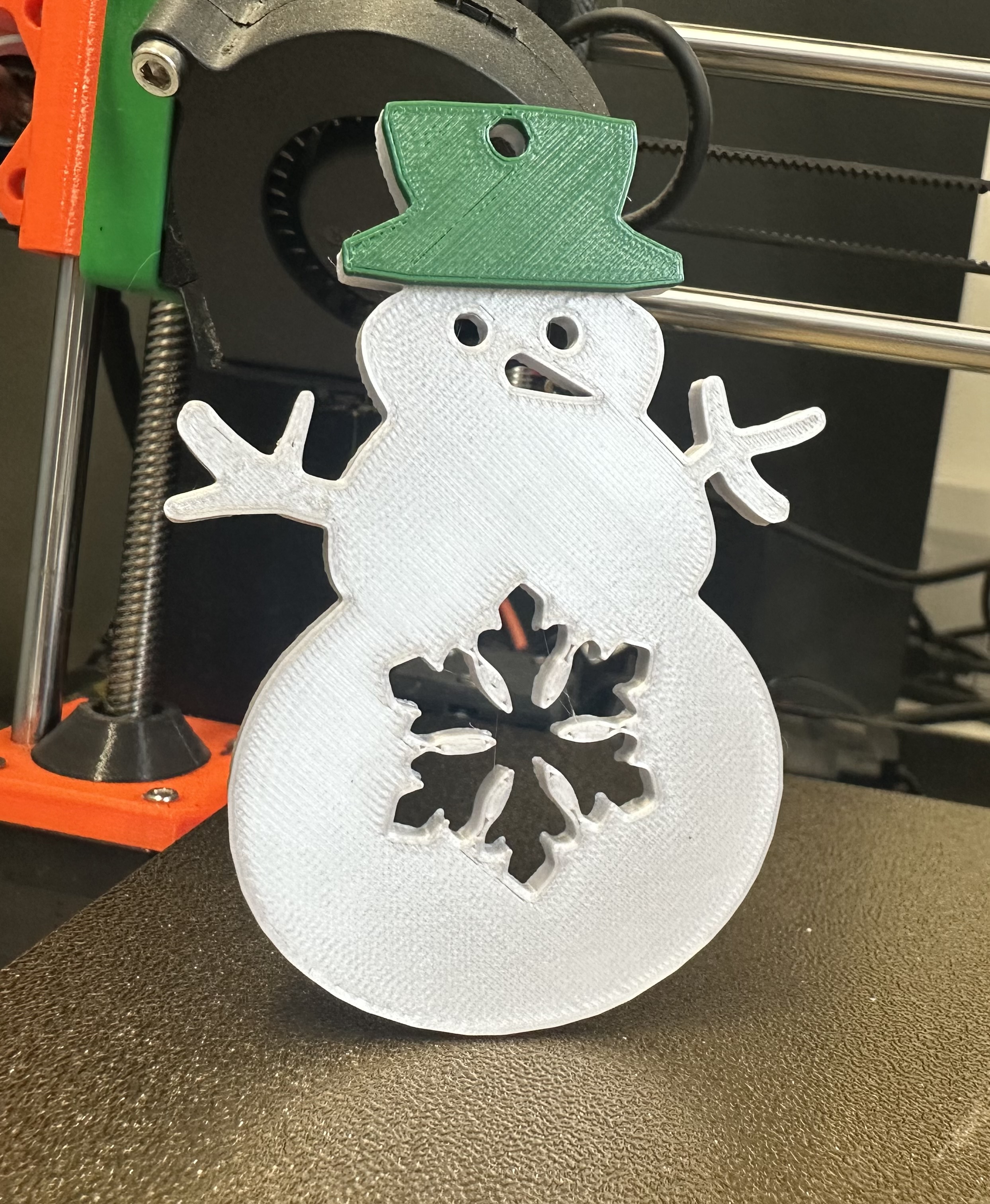Snowman Tree Decoration with colour Hat (No MMU/AMS Needed) 3D model thumbnail
