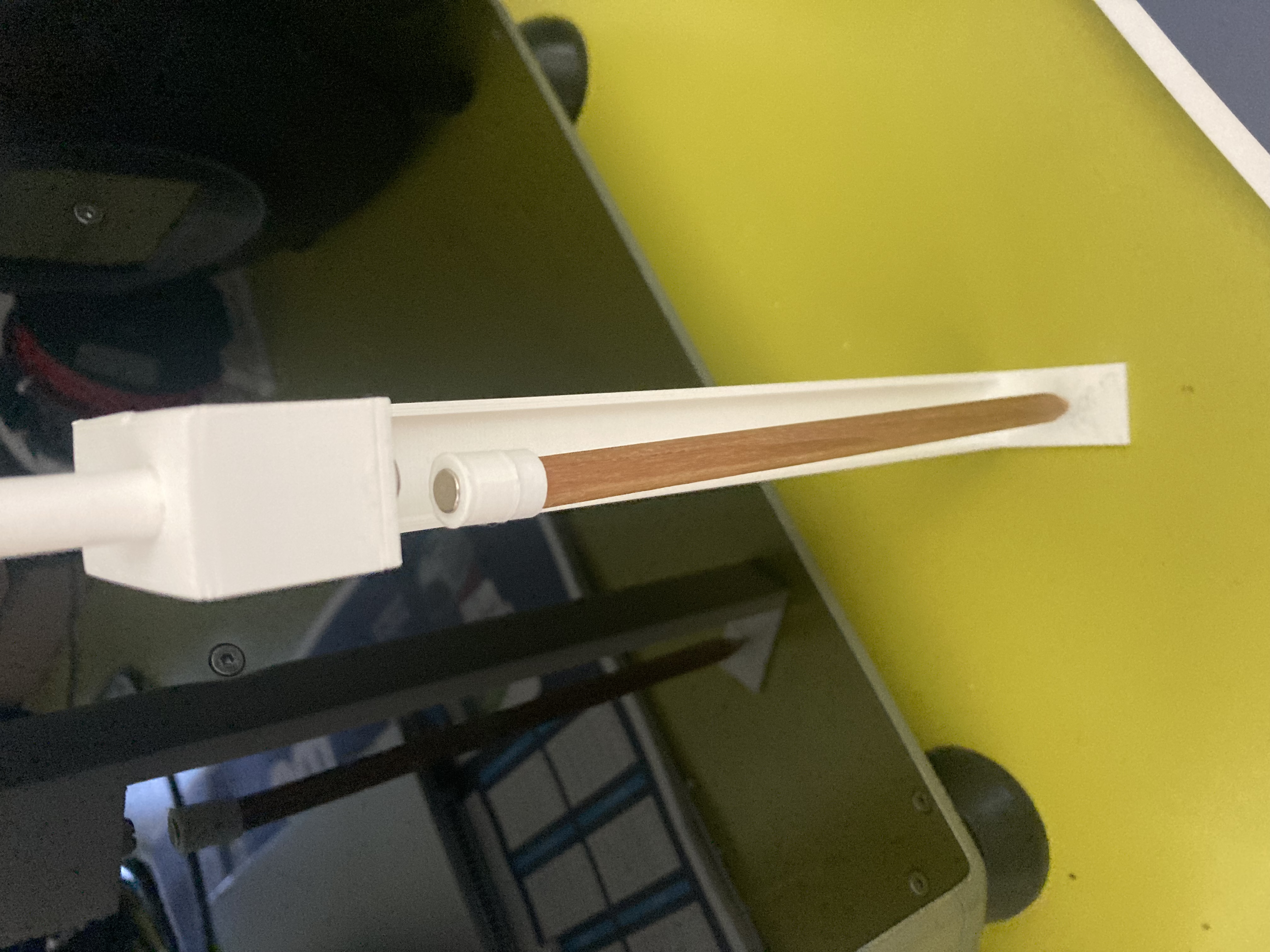 Flying pencil that stands up with no support