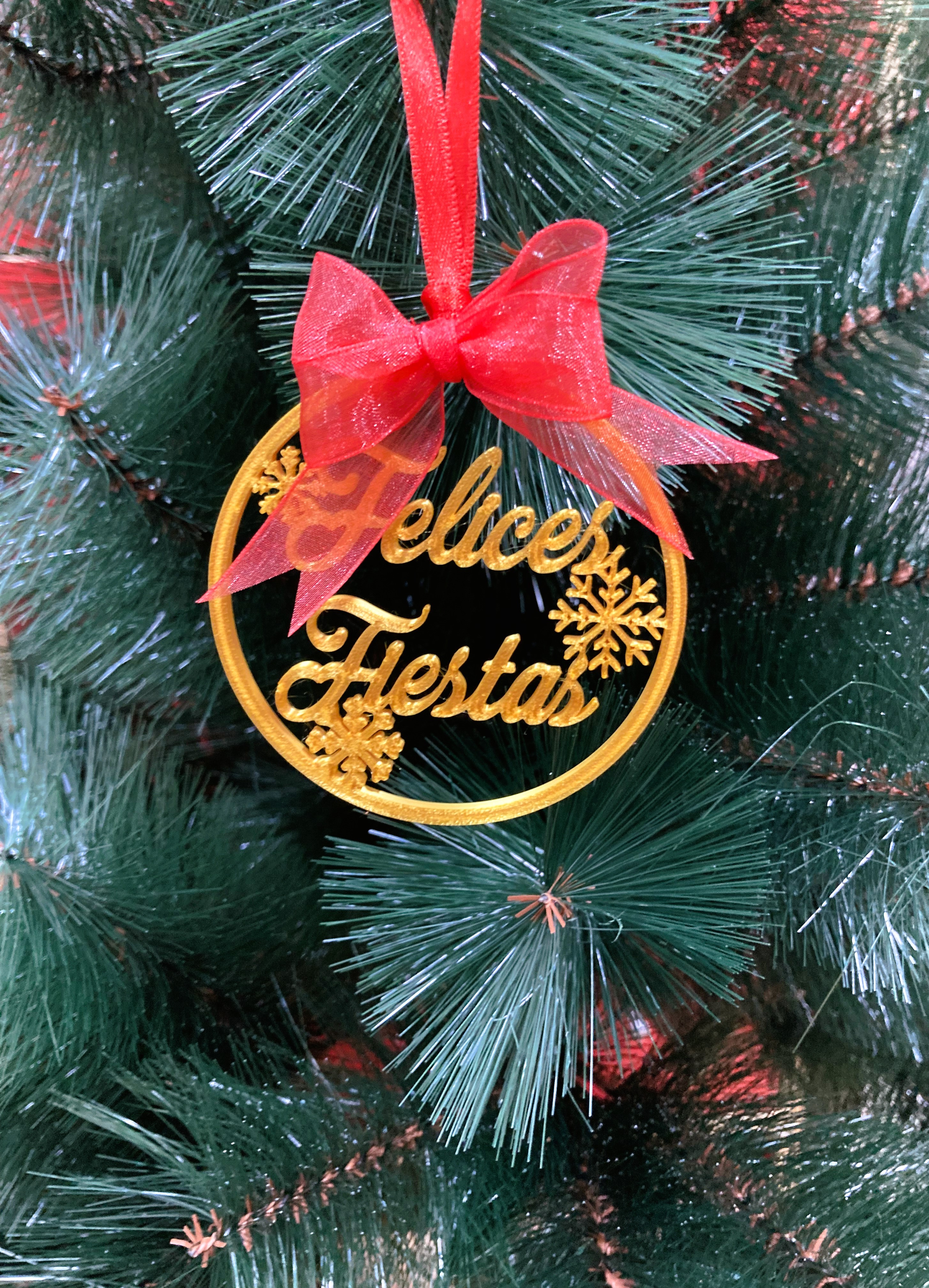 Felices fiestas christmas tree ornament