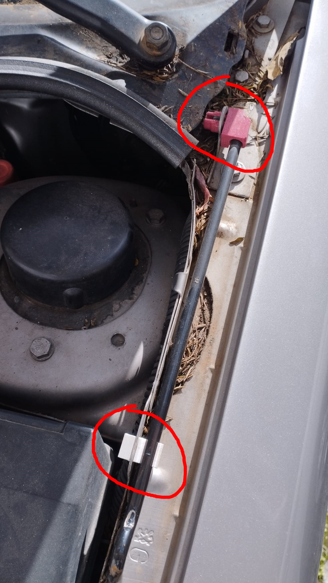Peugeot 206 Hood Prop Pod Clip and Hinge