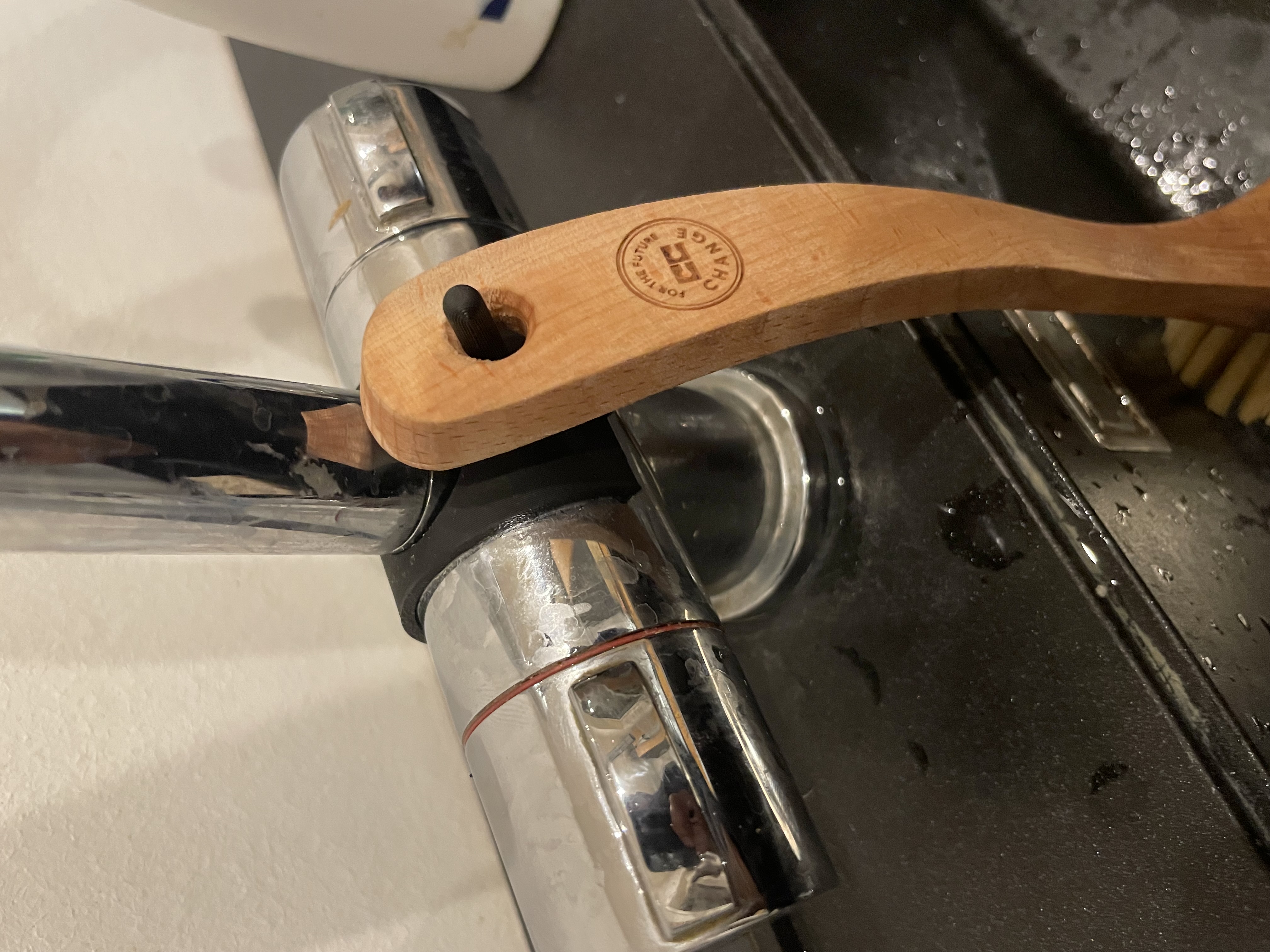 Dishwashing Brush holder faucet