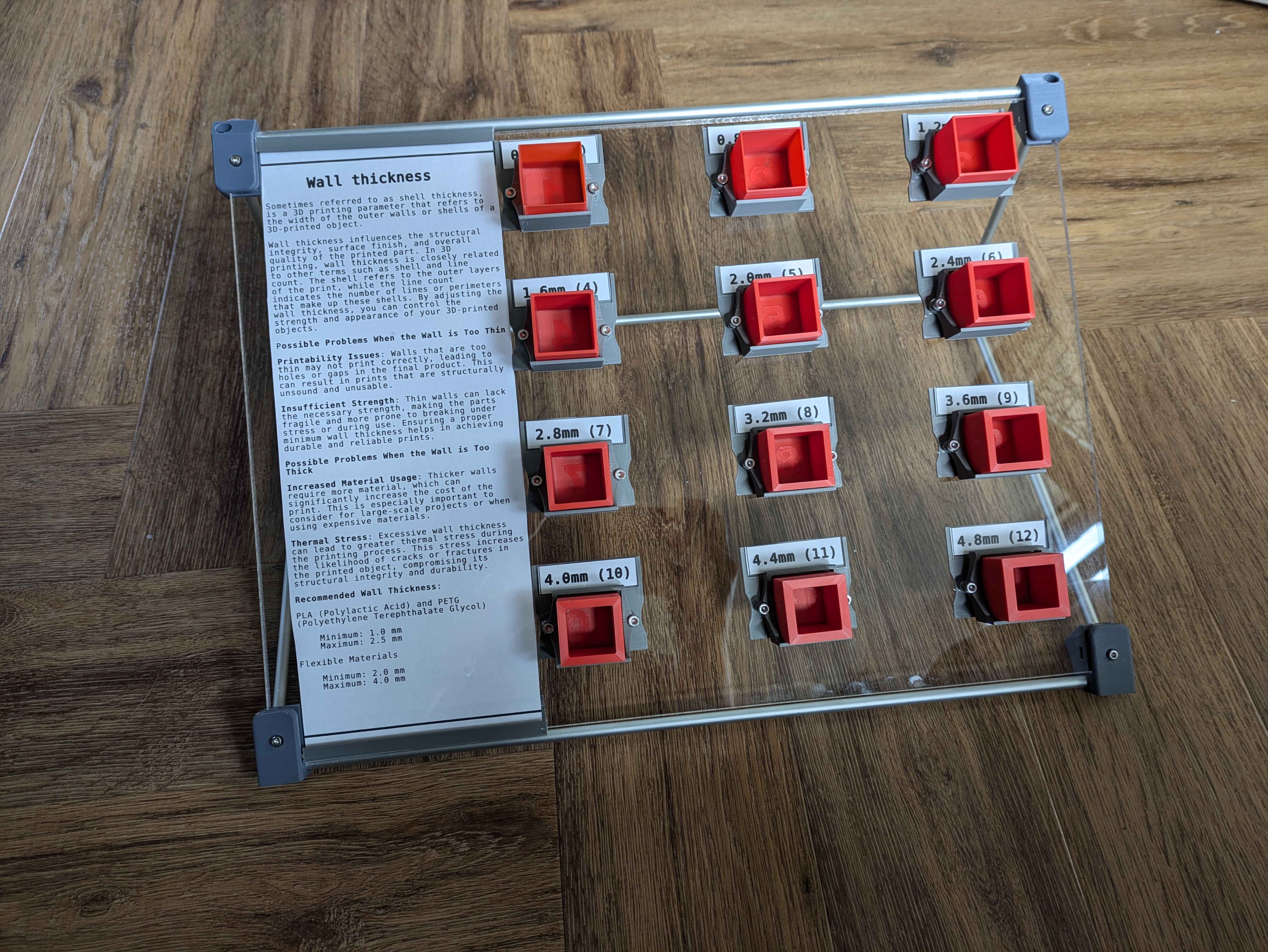 Print settings display stand