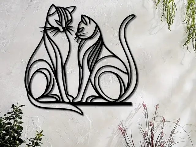 Elegant Two Cats Wall Art