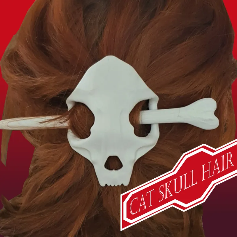 Cat Skull Hair pin by Yburan