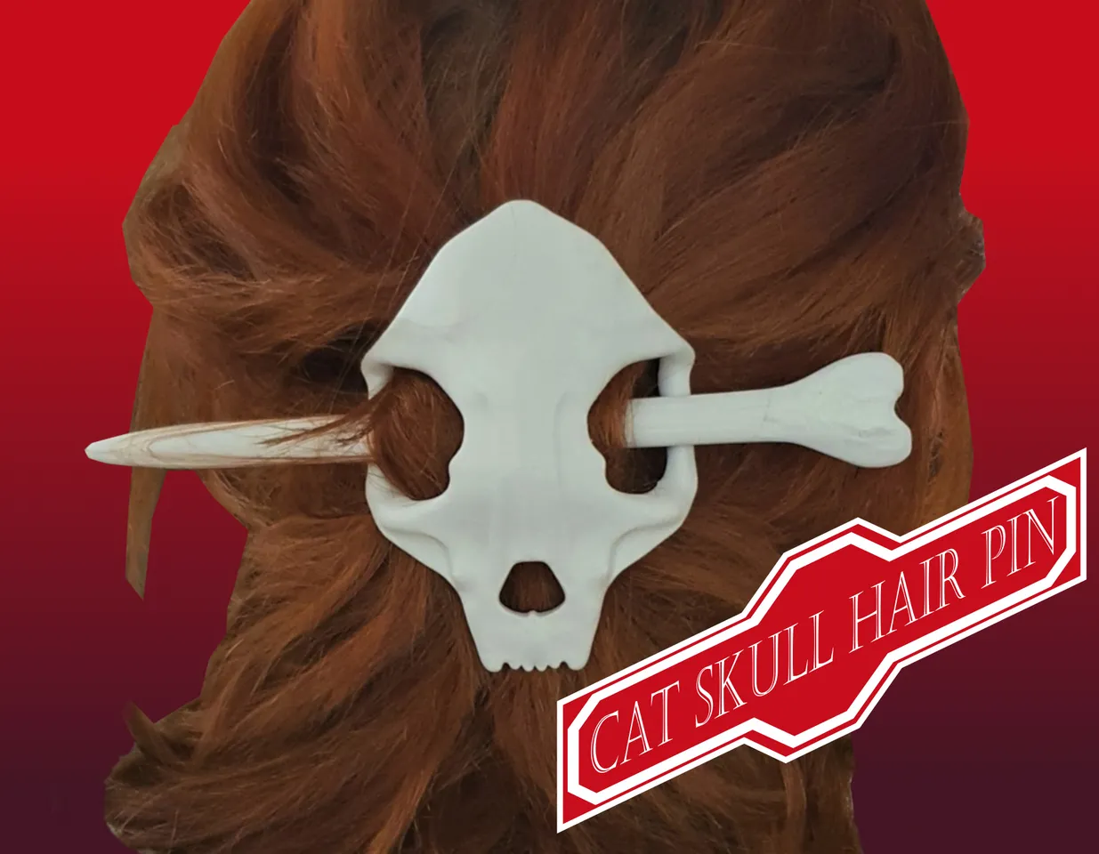 Cat Skull Hair Stick ? Cat skull hair pin・ STL File for 3D printing・Cults main image 3