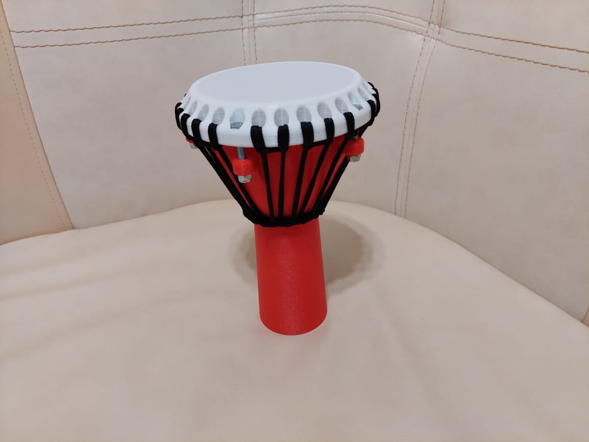 Djembe drum with membrane tensioner 3D model thumbnail