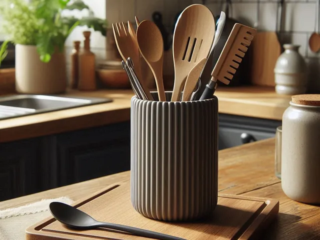 Ribbed Kitchen Utensil Holder, Utensil Basket