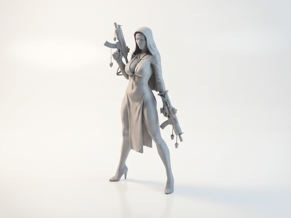 Warrior Nun Figurine Female Character 3D Printable