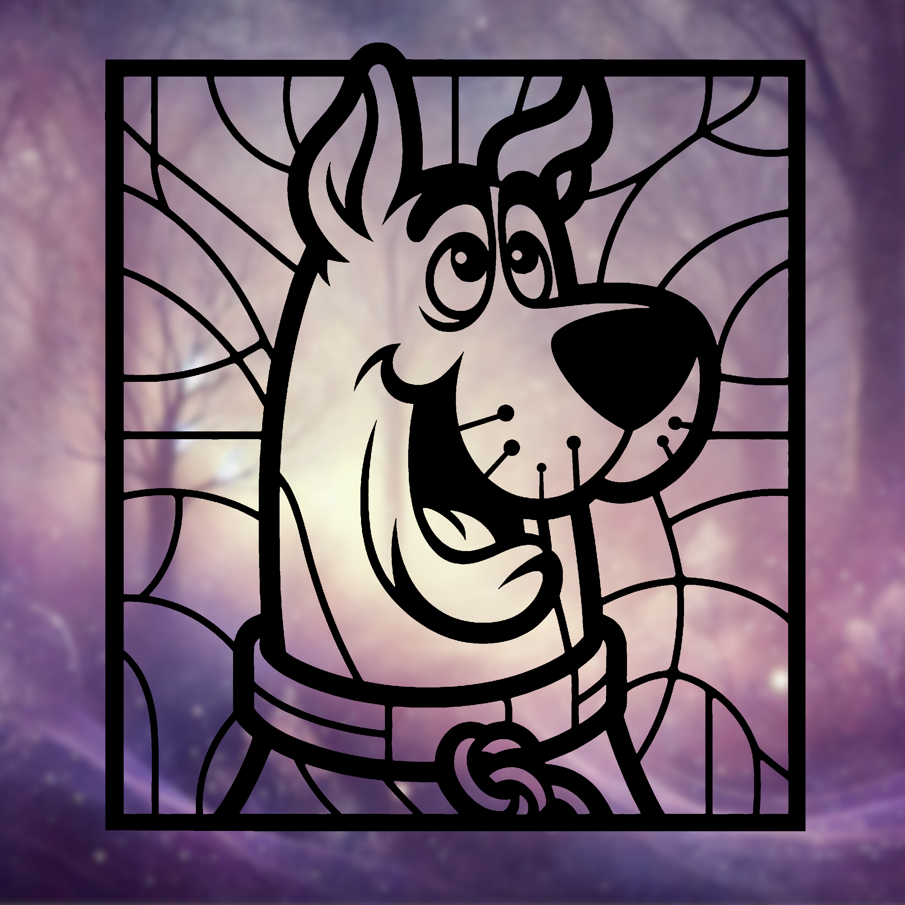 Scooby-Doo Mandala Art - wall art Stained Glass Style